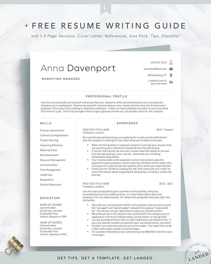 MODERN MARKETING RESUME TEMPLATE: ANNA DAVENPORT 2 MODERN MARKETING RESUME TEMPLATE: ANNA DAVENPORT
