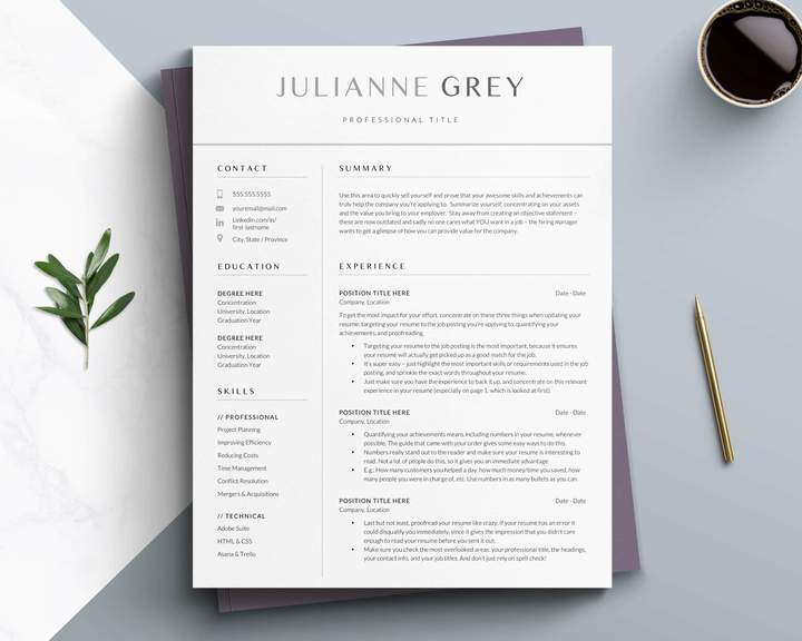 ELEGANT CEO RESUME TEMPLATE JULIANNE GREY 11 Best Modern Resume Template for 2021 for Word and Apple Pages - the Julianne grey
