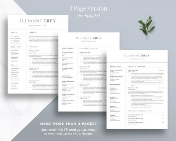 Best Modern Resume Template for 2021 for Word and Apple Pages - the Julianne grey