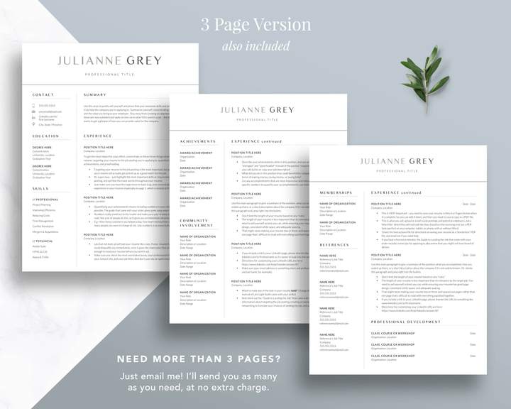 ELEGANT CEO RESUME TEMPLATE JULIANNE GREY 3 Best Modern Resume Template for 2021 for Word and Apple Pages - the Julianne grey