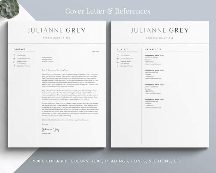 ELEGANT CEO RESUME TEMPLATE JULIANNE GREY 4 Best Modern Resume Template for 2021 for Word and Apple Pages - the Julianne grey