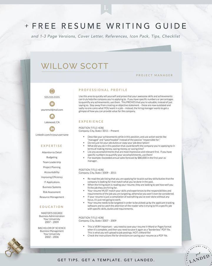 Creative Resume Template for Word and Pages The Willow scott