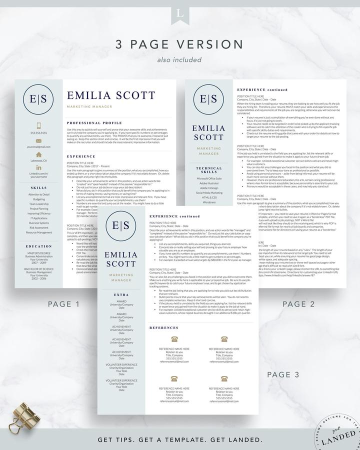 Creative Stylish Resume Template for Word and Pages - The Emilia scott