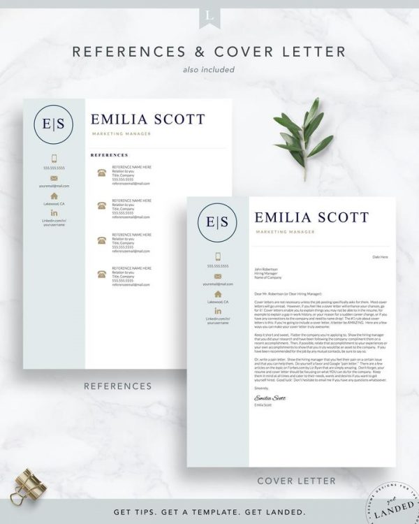 Creative Stylish Resume Template for Word and Pages - The Emilia scott