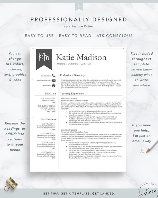 Teaching Profession Resume Template Katie Madison