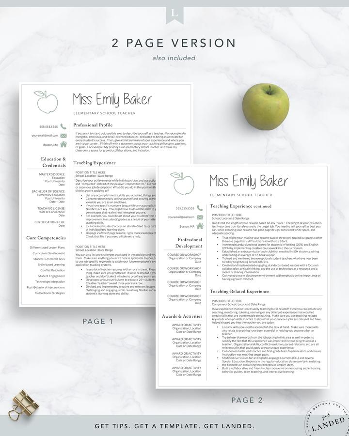 ELEMENTARY SCHOOL TEACHER CV TEMPLATE EMILY BAKER 4 Elementary School Teacher Cv Template Emily Baker