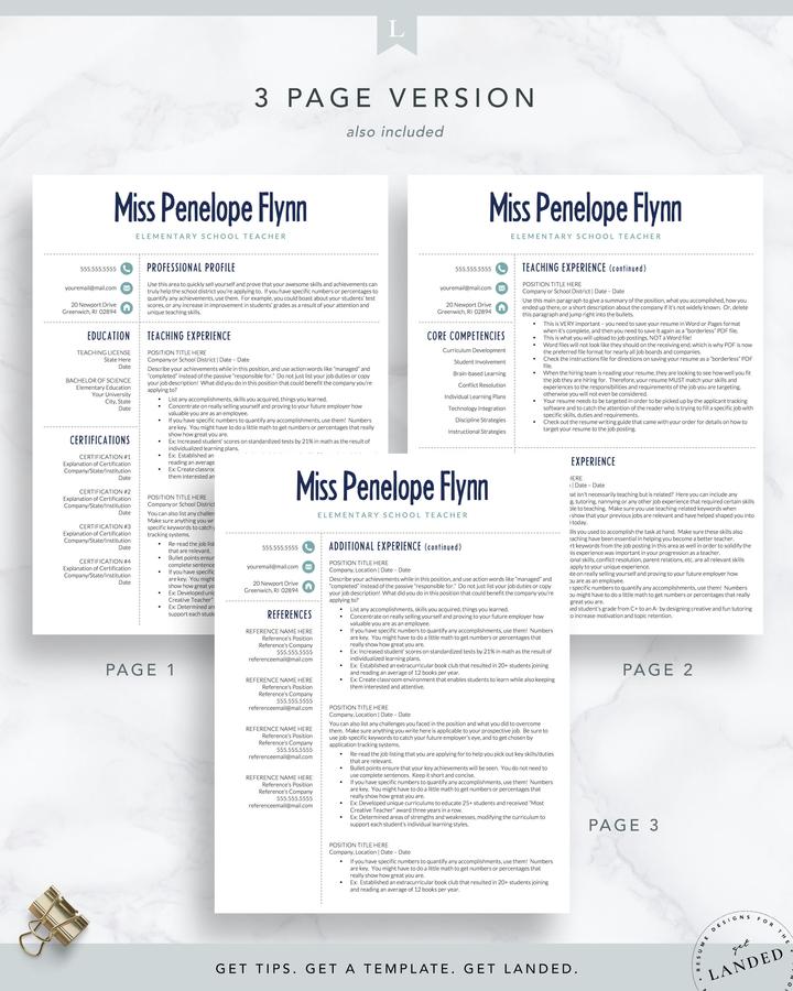 MODERN CV TEMPLATE FOR ELEMENTARY SCHOOL TEACHER PENELOPE FLYNN 4 Modern Cv Template For Elementary School Teacher Penelope Flynn