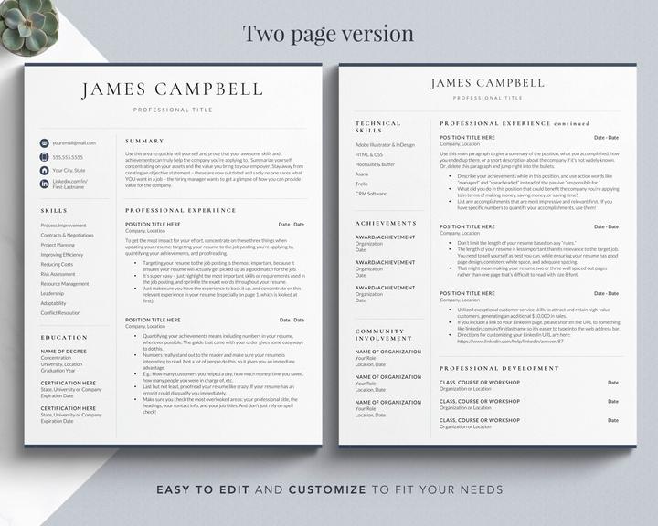 ELEGANT PROJECT MANAGER CV TEMPLATE JAMES CAMPBELL