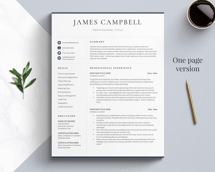 Executive Resume Template Corporate Resume - james Campbell