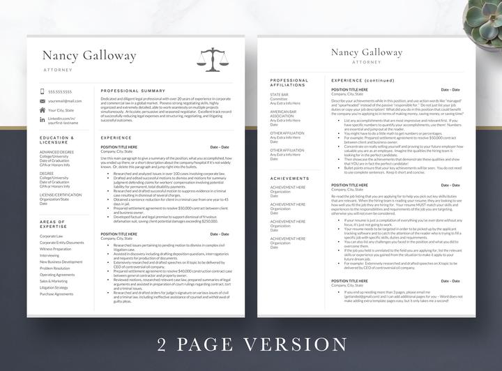 MODERN RESUME TEMPLATE FOR LAWYERS NANCY GALLOWAY 3 Modern Resume Template For Lawyers Nancy Galloway
