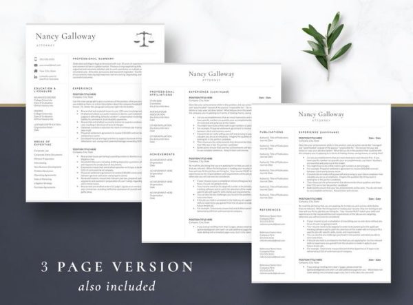 Modern Resume Template For Lawyers Nancy Galloway