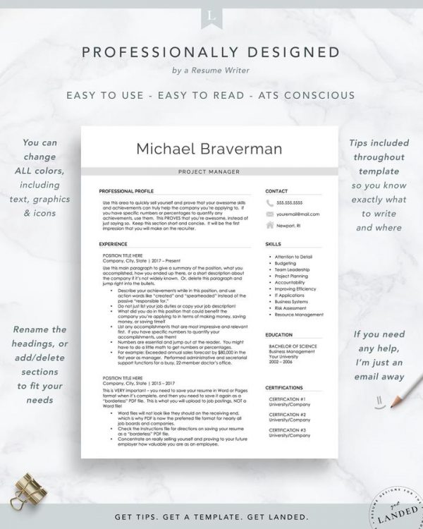 Modern Resume Design for Word and Pages - Michael Braverman 2