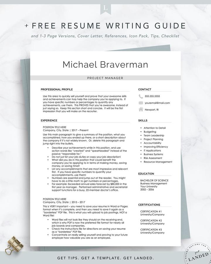PROJECT MANAGER CV TEMPLATE MICHAEL BRAVERMAN 1 Modern Resume Design for Word and Pages - Michael Braverman