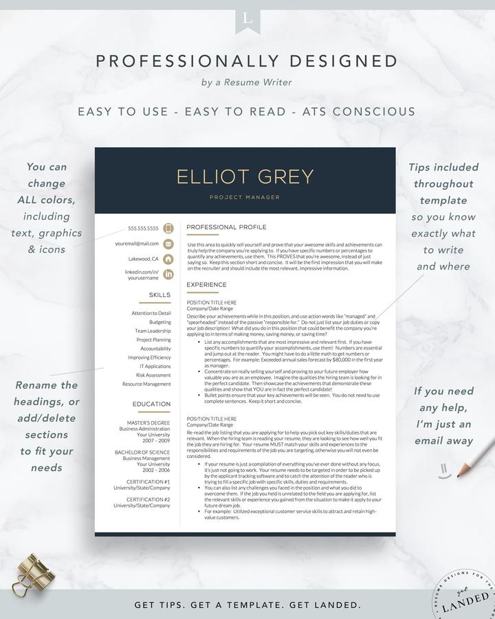 IT PROJECT MANAGER RESUME TEMPLATE ELLIOT GREY 2 Modern Resume Template Finance Technical IT Resume - Elliot gary
