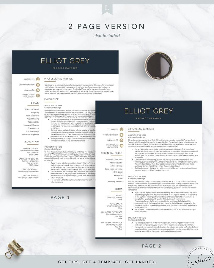 IT PROJECT MANAGER RESUME TEMPLATE ELLIOT GREY 4 Modern Resume Template Finance Technical IT Resume - Elliot gary