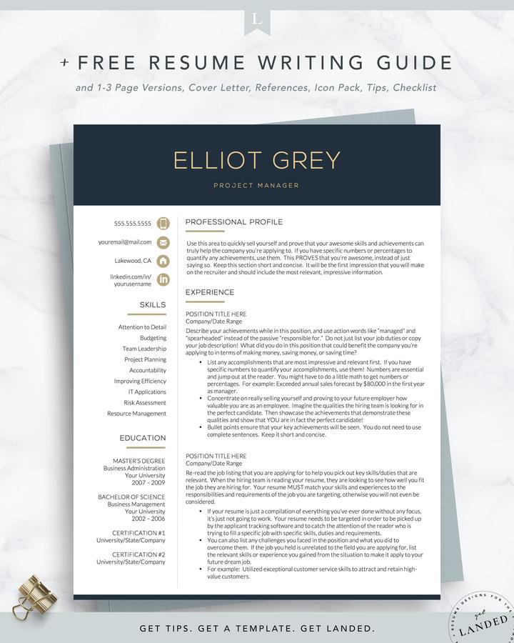 IT PROJECT MANAGER RESUME TEMPLATE ELLIOT GREY 1 Modern Resume Template Finance Technical IT Resume - Elliot gary