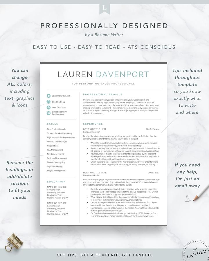 GENERAL MANAGER RESUME TEMPLATE LAUREN DAVENPORT 2 Modern Resume Template for Word and Pages - Lauren Davenport