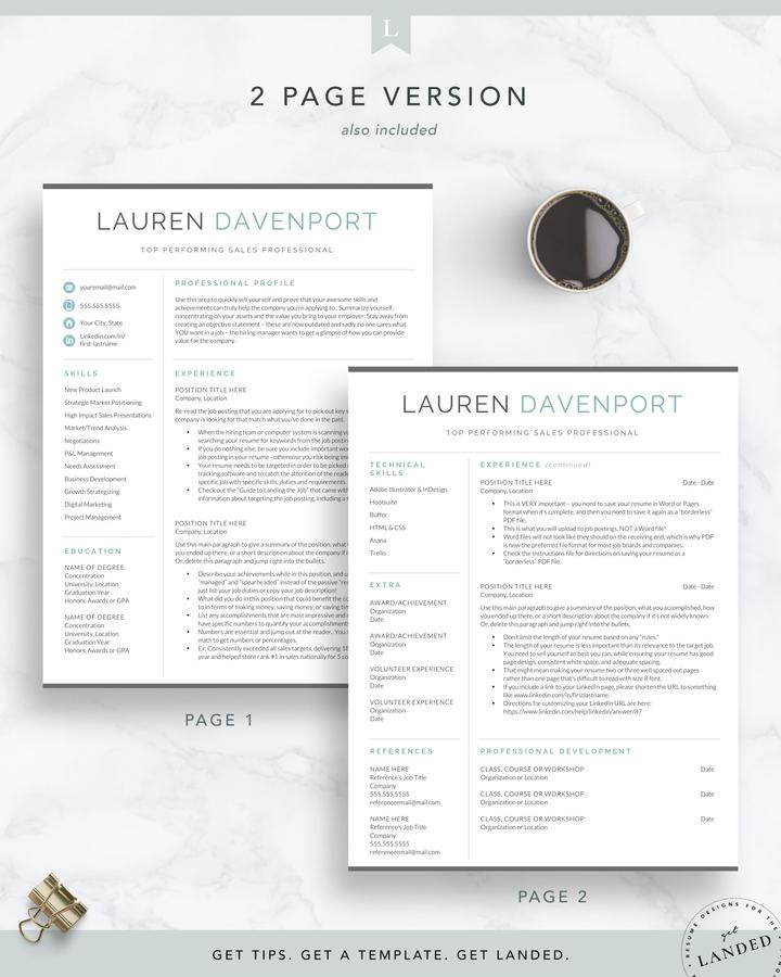 Resume Template for Word and Page
