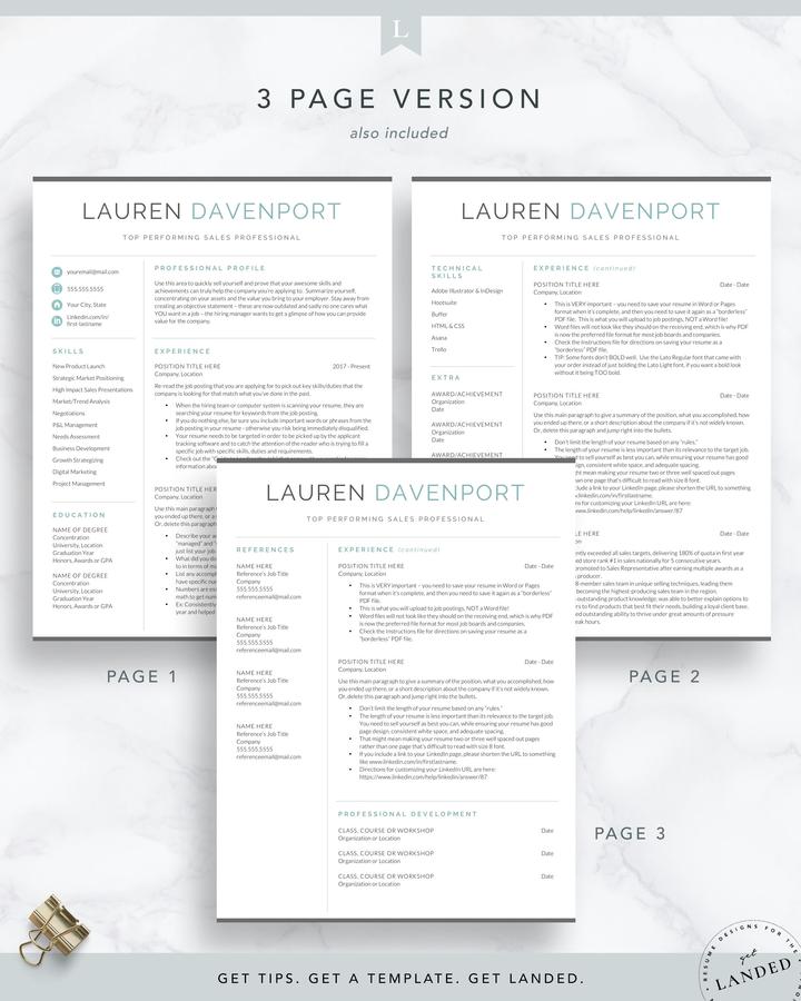 GENERAL MANAGER RESUME TEMPLATE LAUREN DAVENPORT 4 Modern Resume Template for Word and Pages - Lauren Davenport