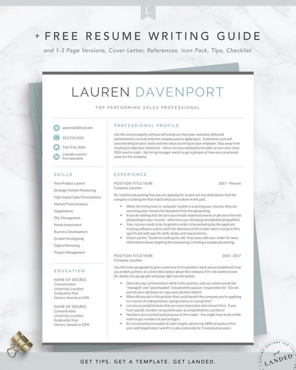 Modern Resume Template for Word and Pages - Lauren Davenport