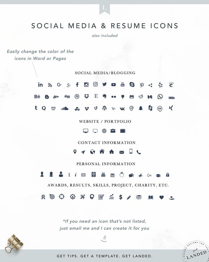 Professional Initials Resume Template for Word and Pages -Madeline Parker