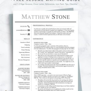 Professional, Masculine Resume Template for Word _ Pages Matthew Stone