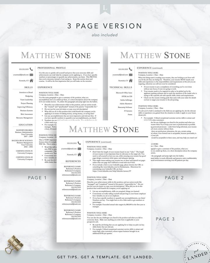 BOLD PROFESSIONAL RESUME TEMPLATE FOR CONSULTANCY POSITION MATTHEW STONE 5 Professional, Masculine Resume Template for Word _ Pages Matthew Stone