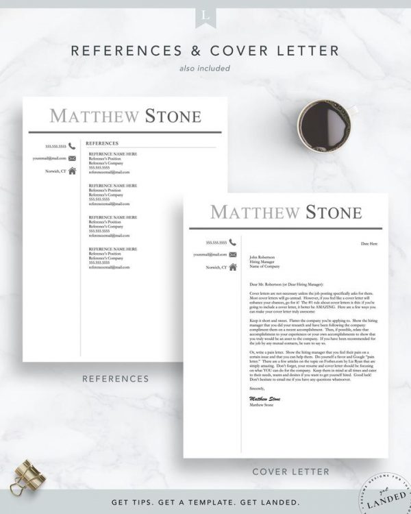 Professional, Masculine Resume Template for Word _ Pages Matthew Stone