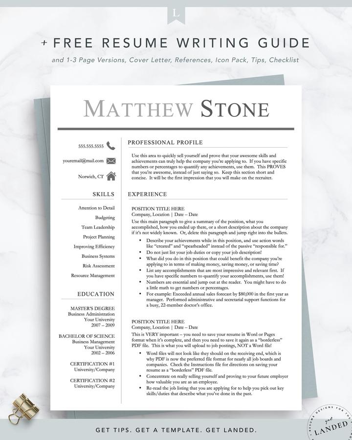BOLD PROFESSIONAL RESUME TEMPLATE FOR CONSULTANCY POSITION MATTHEW STONE 1 Professional, Masculine Resume Template for Word _ Pages Matthew Stone