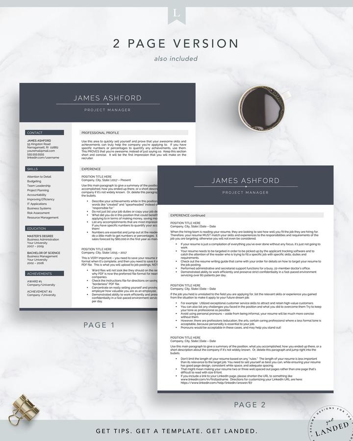 Professional Resume Template for Word and Pages James Ashford