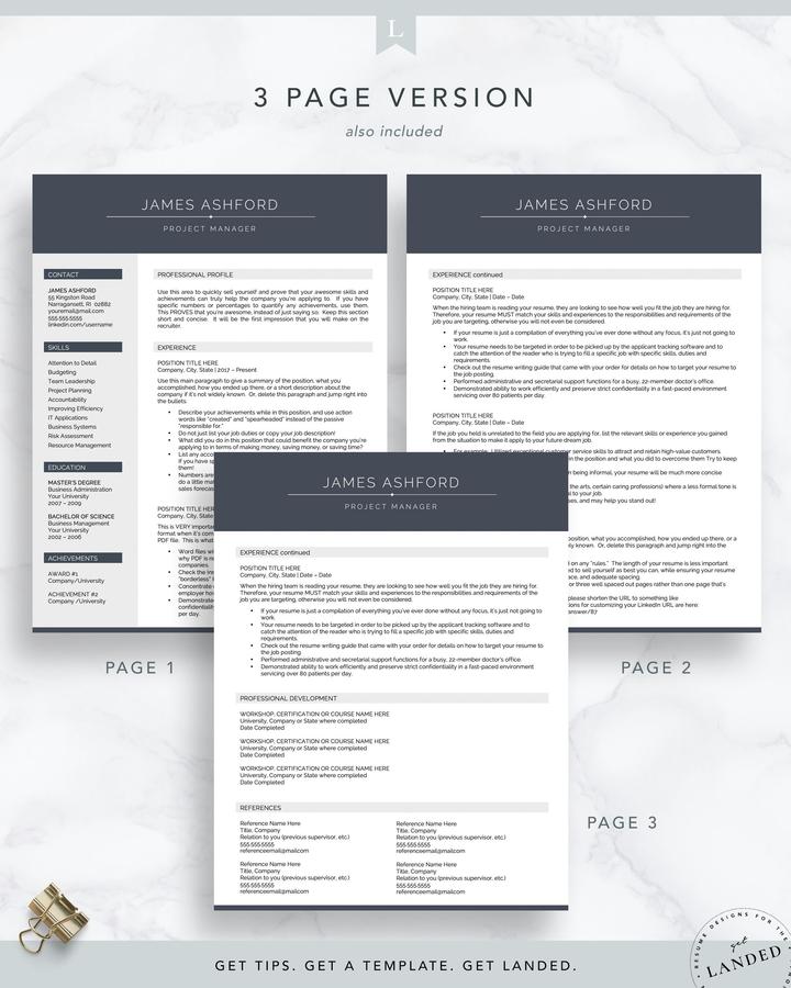 Professional Resume Template for Word and Pages James Ashford
