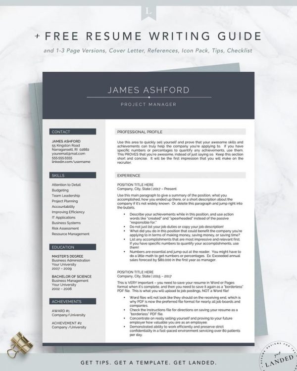 Professional Resume Template for Word and Pages James Ashford