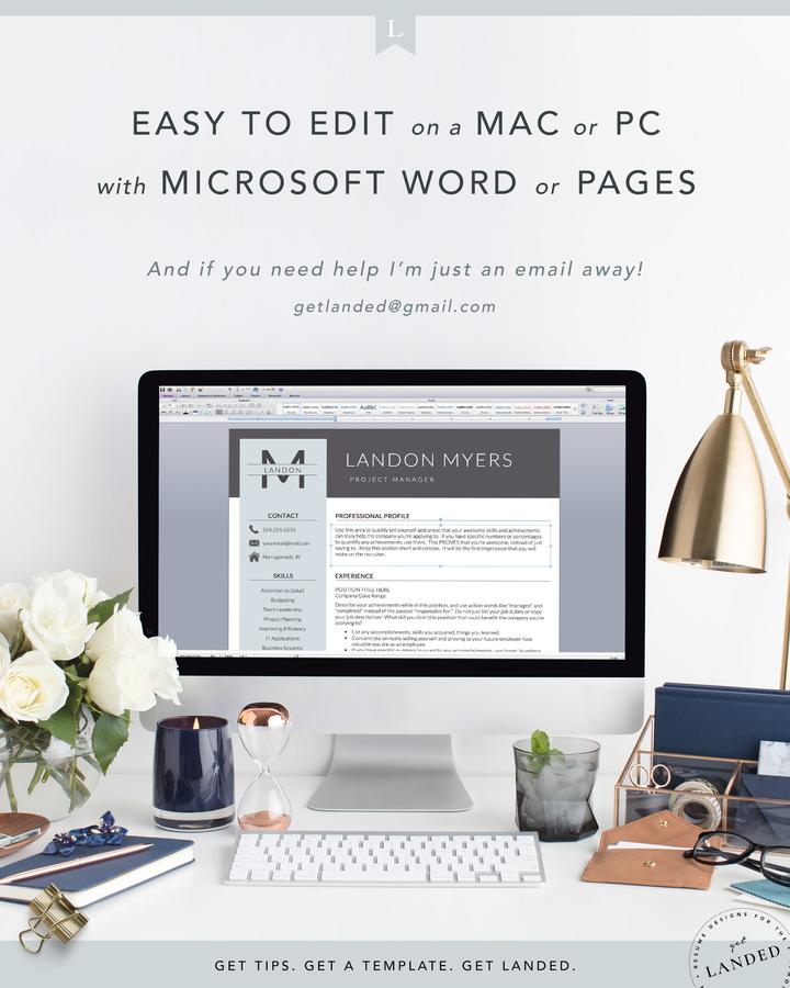 MODERN RETAIL MANAGER RESUME TEMPLATE LANDON MYERS 2 Professional Resume Template for Word and Pages -Landon myers