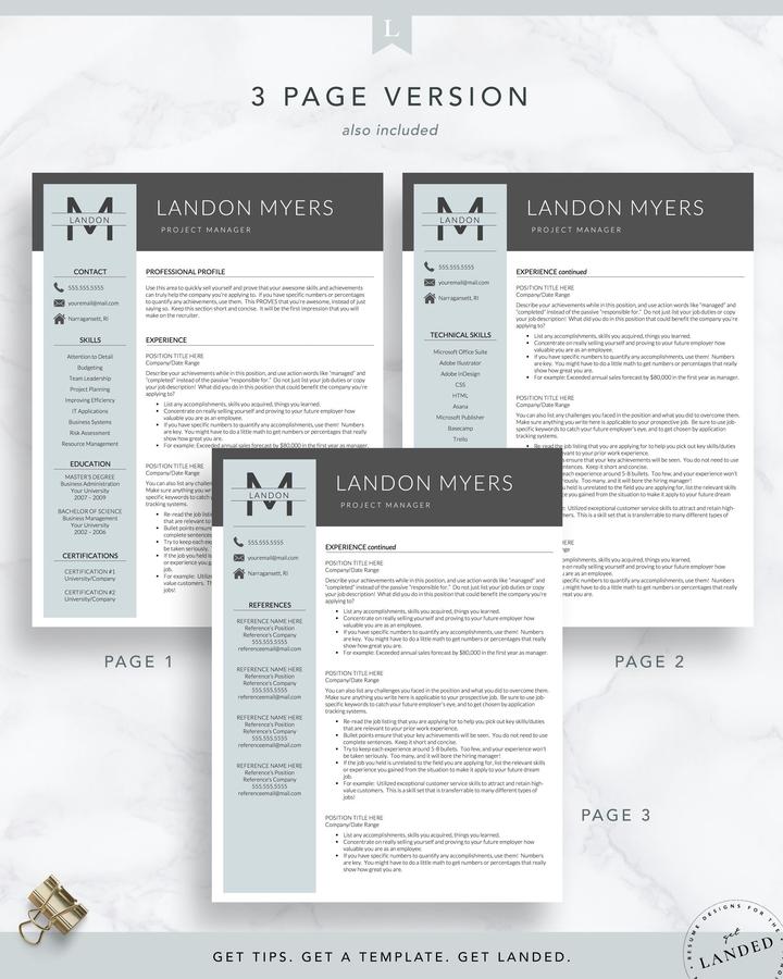 MODERN RETAIL MANAGER RESUME TEMPLATE LANDON MYERS 5 Professional Resume Template for Word and Pages -Landon myers