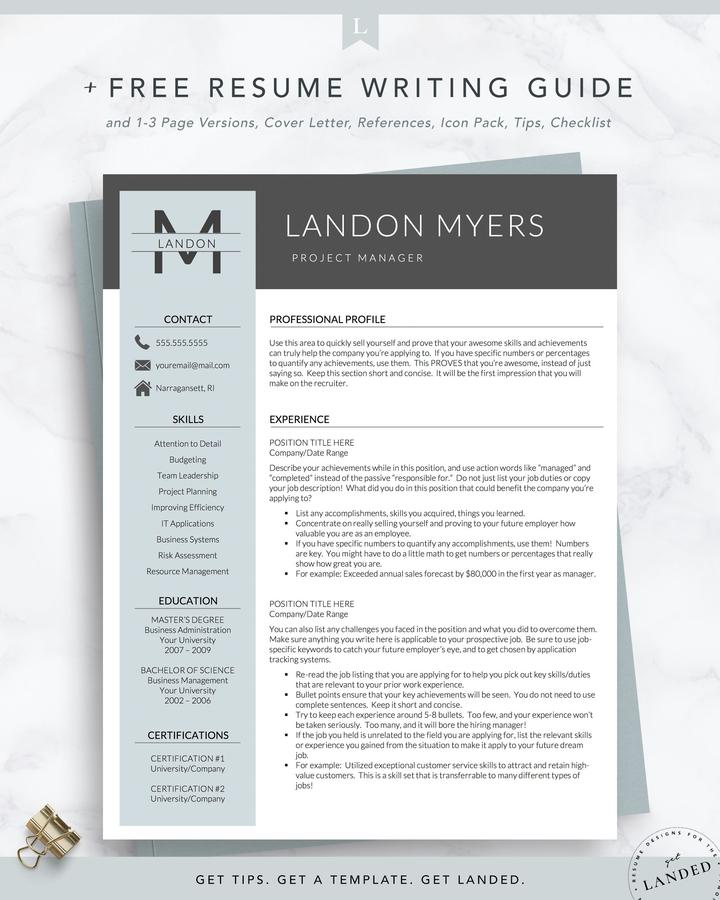MODERN RETAIL MANAGER RESUME TEMPLATE LANDON MYERS 1 Professional Resume Template for Word and Pages -Landon myers
