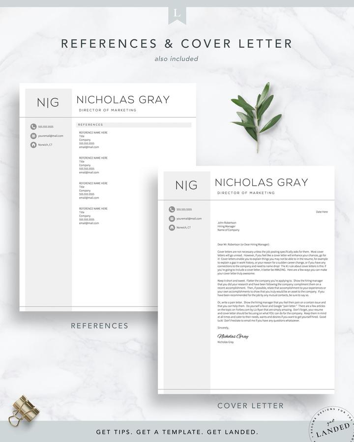 MODERN MARKETING MANAGER RESUME TEMPLATE NICHOLAS GRAY 6 Professional Resume Template for Word and Pages