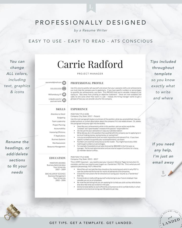 MODERN LAW STUDENT RESUME TEMPLATE CARRIE RADFORD 3 Professional, Simple Resume Template for Word _ Pages The Carrie Radford