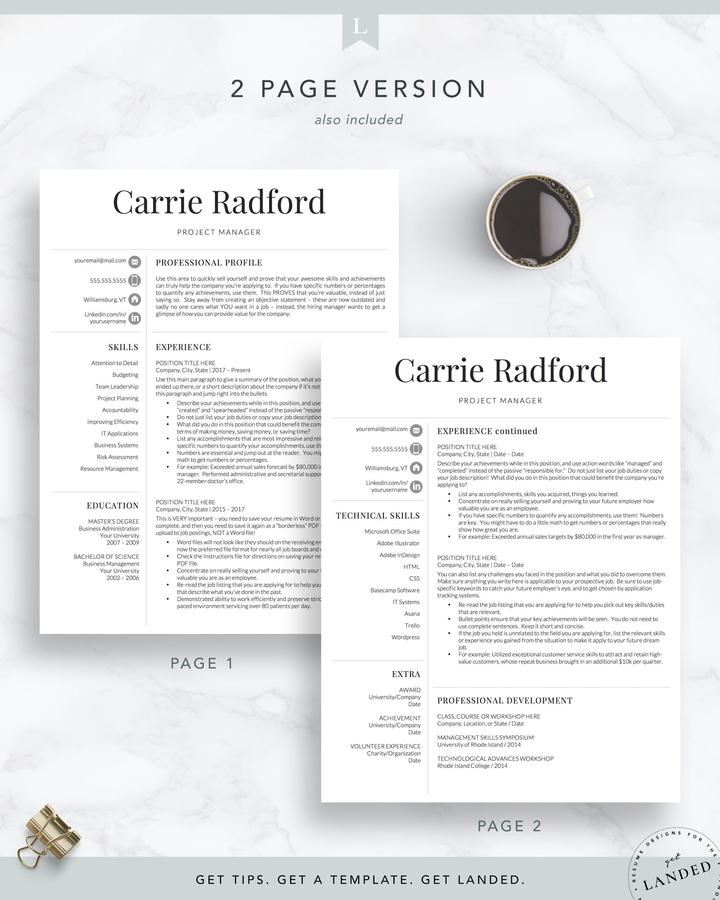 MODERN LAW STUDENT RESUME TEMPLATE CARRIE RADFORD 4 Professional, Simple Resume Template for Word _ Pages The Carrie Radford
