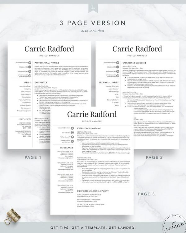 Professional, Simple Resume Template for Word _ Pages The Carrie Radford