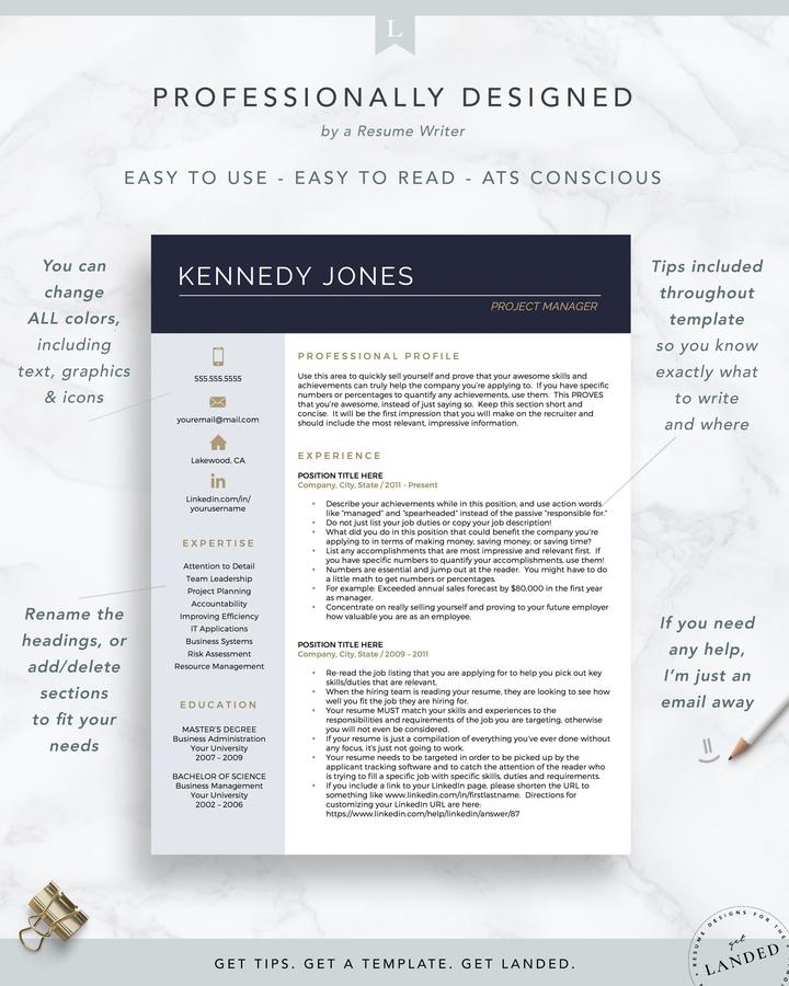MODERN FINANCE DIRECTOR CV TEMPLATE KENNEDY JONES 2 Project Manager Resume Template for Word and Pages The Kennedy Jones