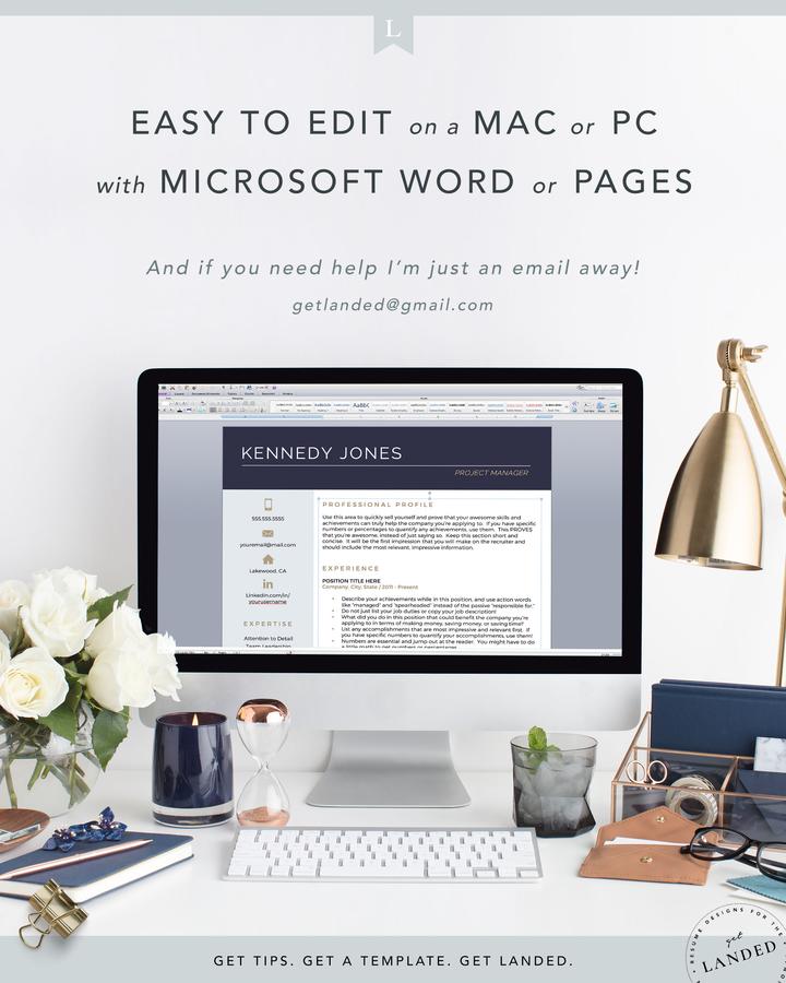 MODERN FINANCE DIRECTOR CV TEMPLATE KENNEDY JONES 6 Project Manager Resume Template for Word and Pages The Kennedy Jones