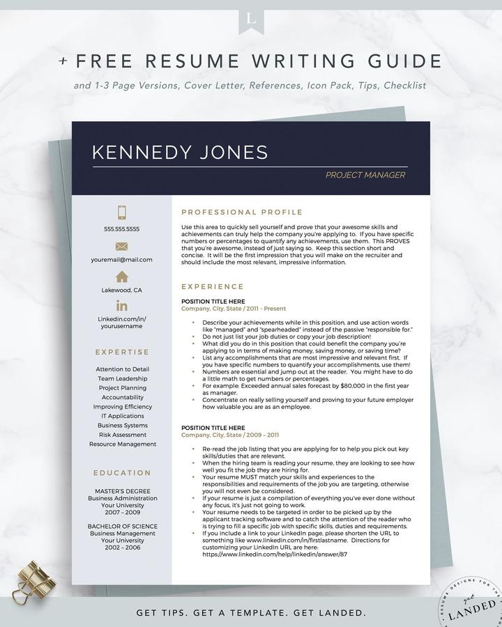 MODERN FINANCE DIRECTOR CV TEMPLATE KENNEDY JONES 1 Project Manager Resume Template for Word and Pages The Kennedy Jones