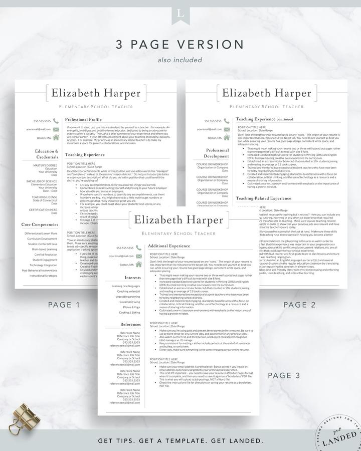 MODERN TEMPLATE FOR TEACHER RESUME ELIZABETH HARPER 6 Teacher, Administrator Resume Template - Elizabeth Harper