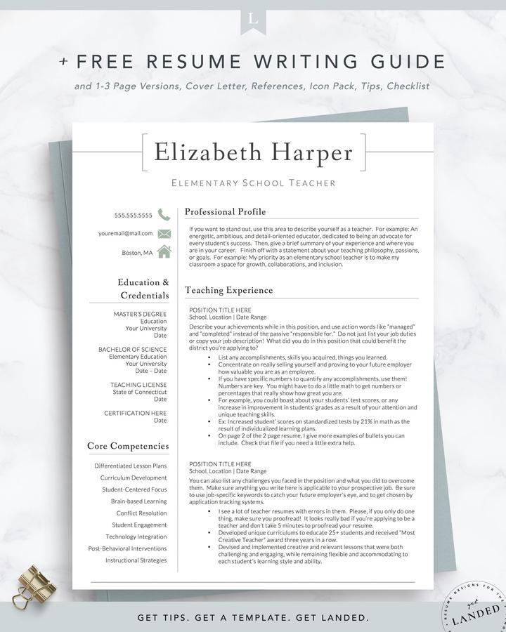 MODERN TEMPLATE FOR TEACHER RESUME ELIZABETH HARPER 1 Teacher, Administrator Resume Template - Elizabeth Harper