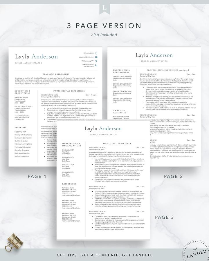 MINIMAL ACADEMIC RESUME TEMPLATE LAYLA ANDERSON 5 Teacher Resume Template, School Administration Resume Template Layla anderson
