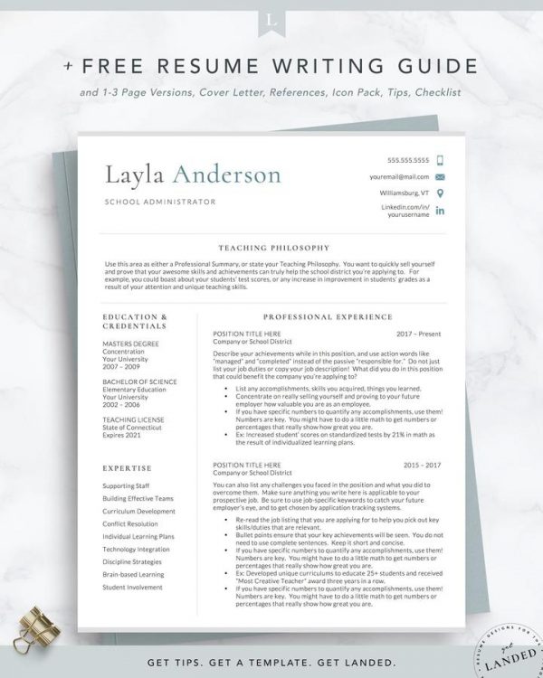 Teacher Resume Template, School Administration Resume Template Layla anderson