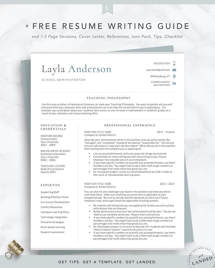 MINIMAL ACADEMIC RESUME TEMPLATE LAYLA ANDERSON 1 Teacher Resume Template, School Administration Resume Template Layla anderson