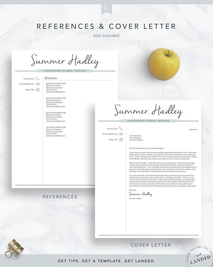 Teacher Resume Template for Word and Pages, Teaching Resume - Summer Hadley