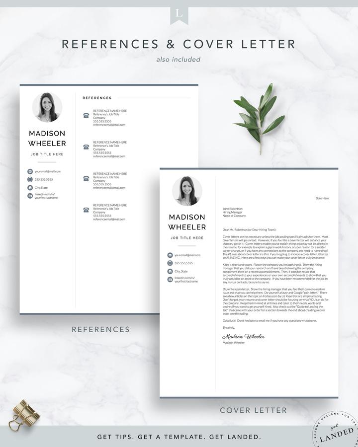 HUMAN RESOURCES RESUME TEMPLATE MADISON WHEELER 5 Two Page Resume Template with Photo for Word and Pages - Madison wheeler