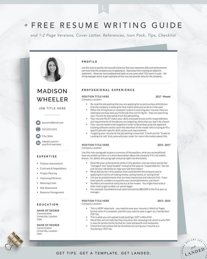 HUMAN RESOURCES RESUME TEMPLATE MADISON WHEELER 1 Two Page Resume Template with Photo for Word and Pages - Madison wheeler